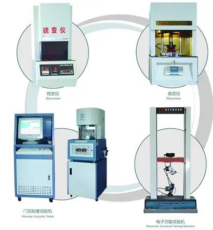 Laboratory testing equipment illustrated in Yongyi Rubber's 2019 company presentation